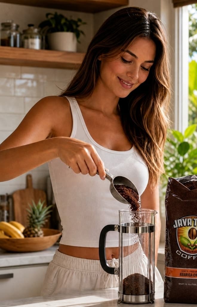 Scooping Java Time into a french press